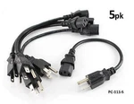5-PACK 1FT. Short 3-CONDUCTOR Pc Power Cord, 18AWG, Nema 5-15P Iec C13 Cable. Fixed Price $20.99.
