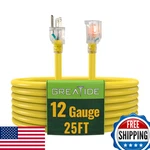 Greatide 25FT 12/3 Sjtw Lighted Outdoor Extension Cord Heavy Duty Power Cable. Fixed Price $51.20.