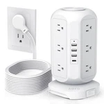 Long Extension Cord Power Strip Tower,surge Protector 15FT, White. Fixed Price $55.90.