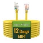 Greatide 50FT 12/3 Sjtw Outdoor Extension Cord Lighted End Waterproof 3-PRONG. Fixed Price $73.40.