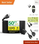 Go Green Power Inc. 14/3 50FT Black Outdoor Extension Cord - Robust, Heavy Du.... Fixed Price $76.99.