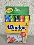 Window Crayons, WASHABLE,5 Assorted Colors (2009) Nos Brand New. Fixed Price $12.00.
