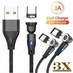 3X Usb Magnetic Charger Type Cable 540 Rotate For Samsung Iphone 15 16E 17. Fixed Price $7.06.