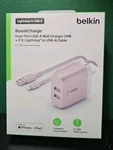 Belkin Boostcharge Dual Port Usb Wall Charger 24W + 5FT Mfi Apple Cable - Pink. Fixed Price $17.95.
