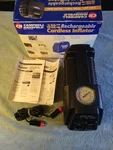 Campbell Hausfield Rechargeable Cordless Inflator 230 Psi 12/120V. Fixed Price $39.95.