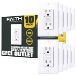 Faith 10-PACK Gfi Receptacle 15 Amp, Etl Listed, Pack, White. Fixed Price $131.77.