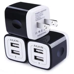 Usb Wall Charger, Adapter, Ailkin 3-PACK 2.1AMP 3PACK, Black White. Fixed Price $16.49.