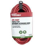 Hyper Tough 25FT Sjtw 14/3 Red Triple Outlet Cord. Fixed Price $29.99.
