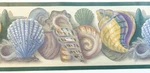 Colorful Seashells Green Edges Purple Yellow Blue & More 5 Wallpaper Border. Fixed Price $7.99.