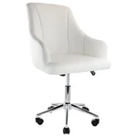 Elama Adjustable Faux Leather Rolling Office Chair White With Chrome Finish. Fixed Price $164.54.