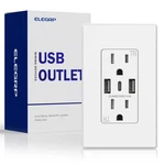 Elegrp High Speed Duplex Usb Receptacle 4.57"X1.93"X2.8" White R1615D42AC-WH. Fixed Price $14.99.