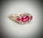 Antique Rubellite Tourmaline Solid Yellow Gold Ring 10K Size 6 Georgian. Fixed Price $250.00.