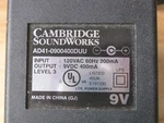 Cambridge Soundworks Power Supply Model AD41-0900400DUU 9VDC 400MA. Fixed Price $9.90.