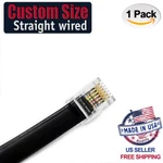 One Black RJ12 6P6C Heavy Duty Straight Data Cable. Custom Size From 2" - 10FT. Fixed Price $9.99.
