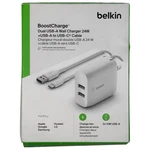 Belkin 24W Dual Port Wall Charger With Usb-c Cable For Phone/tablet (new/ob). Fixed Price $11.99.