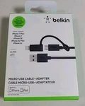 New Belkin 3FT Cable + Adapter For Android & Iphone. Fixed Price $11.88.
