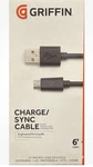 Griffin 6FT Charge & Sync Cable For Micro-usb Devices Black Samsung, Lg, Moto. Fixed Price $9.99.