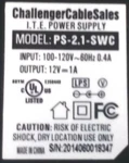 Challenger Cable I.t.e. Power Supply, Ac Adapter; Part #PS-2.1-SWC. Fixed Price $8.99.