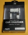 Just Wireless Dual Usb 17 Watt 3.4AMP Power Vehicle Charger White 5FT Cable. Fixed Price $5.99.