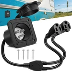 15AMP 125V Ac Port Plug Power Inlet, W/dual 18-INCH Extension Y Splitter Cable. Fixed Price $23.48.
