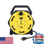 T-joan 25FT Retractable Extension Cord Reel 16/3, 4 Grounded Outlets, Dual Usb. Fixed Price $46.96.