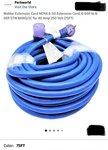 Parkworld Nema 6-50 Welder Extension Cord 75FT 50A 250V Blue Ul Listed. Fixed Price $210.00.