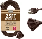 25 Ft Brown Extension Cord With 3 Electrical Power Outlet - Foot,. Fixed Price $49.99.