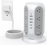 Tessan Tower Power Strip With Individual Switches, Surge 10 Ft, Grey. Fixed Price $46.36.