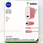 Belkin Mixit Micro Usb Car Vehicle Wall Head Charger Kit Rose Gold Samsung Lg. Fixed Price $7.99.