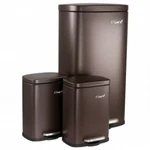 Elama Piece 8 Gallon And 1.3 Stainless Steel Step Trash Bin Combo Set. Fixed Price $77.96.