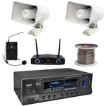 Pyle Home Amplifier, 2X 6" Pa Horn Speakers, Wire, Wireless Microphone System. Fixed Price $237.99.