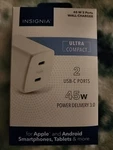 Insignia 45 2-PORT Usb-c Wall Charger For Apple Iphone 13/12/ANDROID White. Fixed Price $30.50.