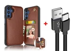 Leather Wallet Case Card Holder Cover For Samsung Galaxy A17 5G + Charging Cable. Fixed Price $11.99.