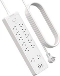 Flat Plug Power Strip Surge Protector 15FT Extension Cord 12 Outlet 3 Usb 2100 J. Fixed Price $34.19.