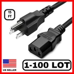 Lot Ac 3 Prong Power Cord 15FT 10A 125V Premium Cable Electric Device Nema 5-15P. Fixed Price $139.99.
