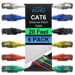 CAT6 Patch Cables 20 Feet Pack, Ethernet Cable, 24AWG Cca, Utp Networ.... Fixed Price $41.44.