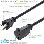 (new) Startech 6FT Nema 5-15R To 5-15P Power Cord Extension Cable. Fixed Price $8.99.