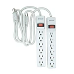 Woods 41435 Power Strip With 6 Outlets, 2.5 Cord And Durable Pack, White. Fixed Price $26.97.