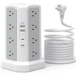Tower Power Strip 110-250V 12 Outlets Usb PORTS(2 C) 10FT Bank. Fixed Price $34.00.
