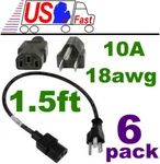 LOT6 18"INCH/1.5FT Short Standard Power Cord/cable/wire Pc/ac/printer IEC320 C13. Fixed Price $25.98.