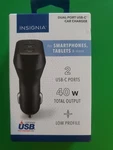 Open Box Insignia Dual-port Usb-c Car Charger 40W Black. Fixed Price $10.99.