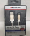 Monster Mobile High Performance Type-a 2.0 To Micro Usb-b, 3FT, White/gold. Fixed Price $9.95.