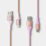 Heyday 10FT Usb-a To Usb-c Braided Cable 2PK Bright Lilac Cosmetic Pink. Fixed Price $13.99.