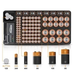 Compact 110-BATTERY Organizer With Wall Mount & Built-in Tester Modern Black. Fixed Price $30.99.