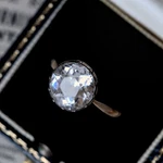 Wonderful Antique Georgian English 9K Gold Silver Glass Paste Solitaire Ring. Fixed Price $1000.00.