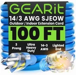 Gearit Outdoor 14 Awg Gauge 3 Prong Plug, Extension Cord, Ultra. Fixed Price $86.99.