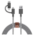 Native Union 3-IN-1 Braided Nylon Charging Cable 6.5FT Zebra Pattern. Fixed Price $13.99.