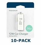 New 10-PACK Insignia 12W Usb Car Charger White Cell Universal Ipad/iphone. Fixed Price $18.00.