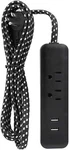 Fabric Extension Cord Outlet Usb Charger 6FT 16/3 SPT-2 Black CP10054. Fixed Price $12.99.